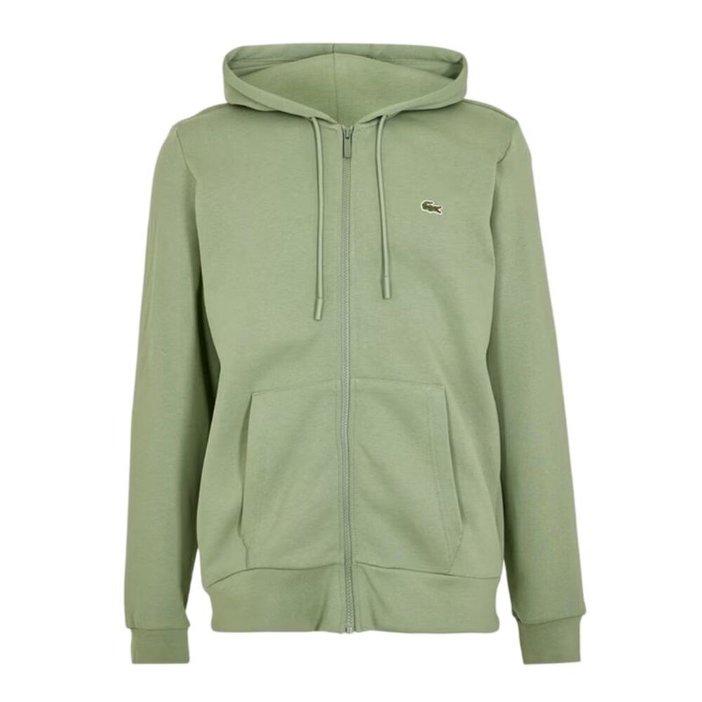 Lacoste Mens Basic Logo Cotton Blend Full Zip Hoodie / Thyme Green